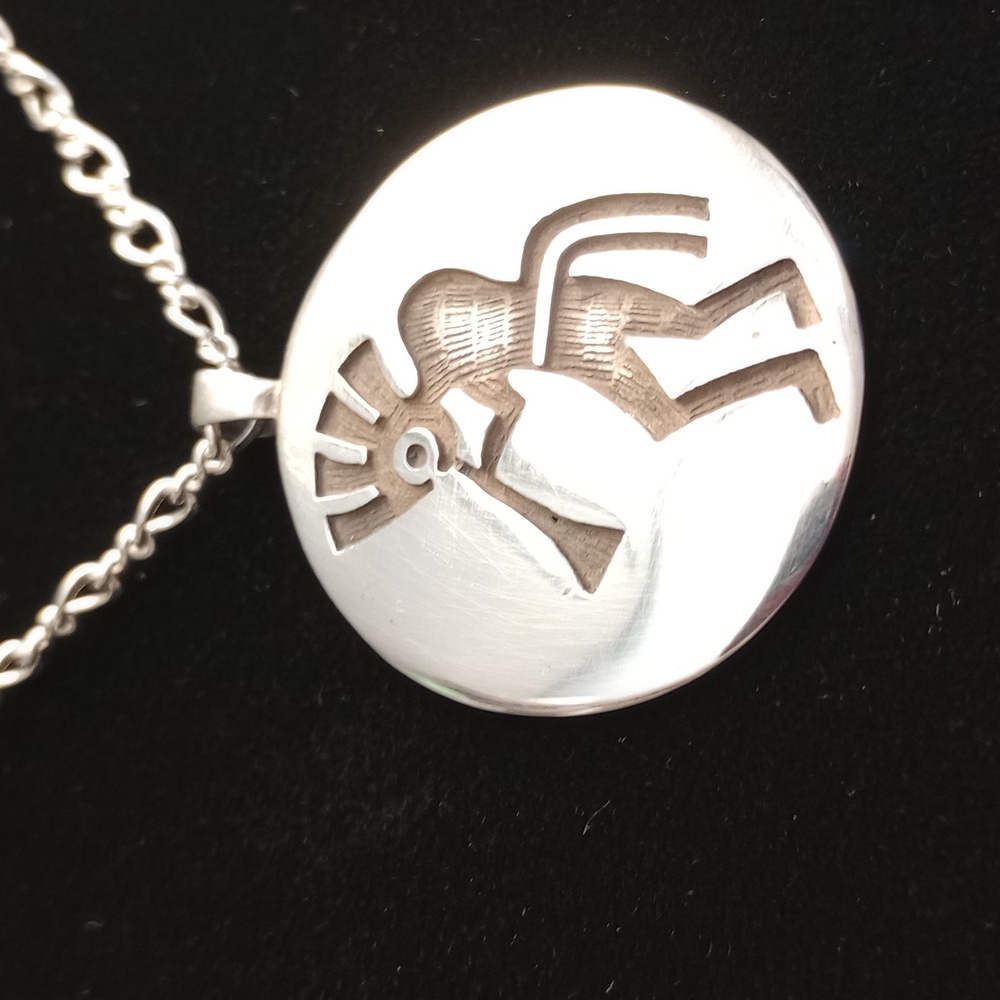 Sterling Silver Overlay Kokopelli Pendant Necklace